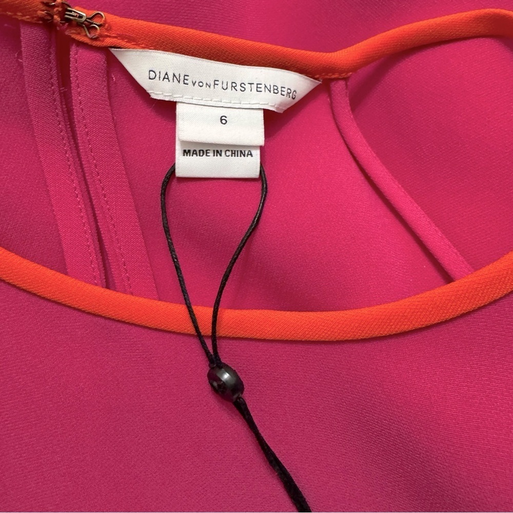 NEW $368 DIANE VON FURSTENBERG KERA COMBO VIVID PINK ORANGE DRESS 6 - Picture 8 of 12